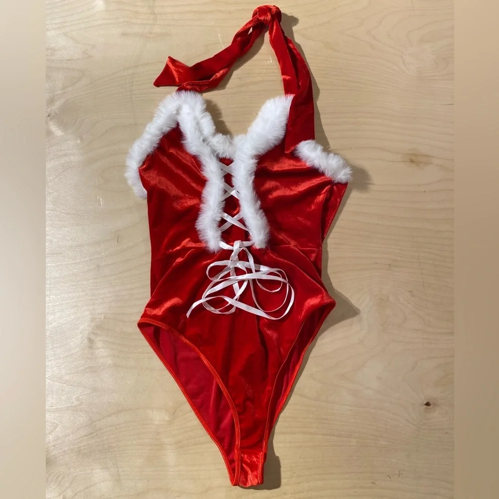 Avid Love Red One Piece Santa Swimsuit with White Trim XXL (OP)